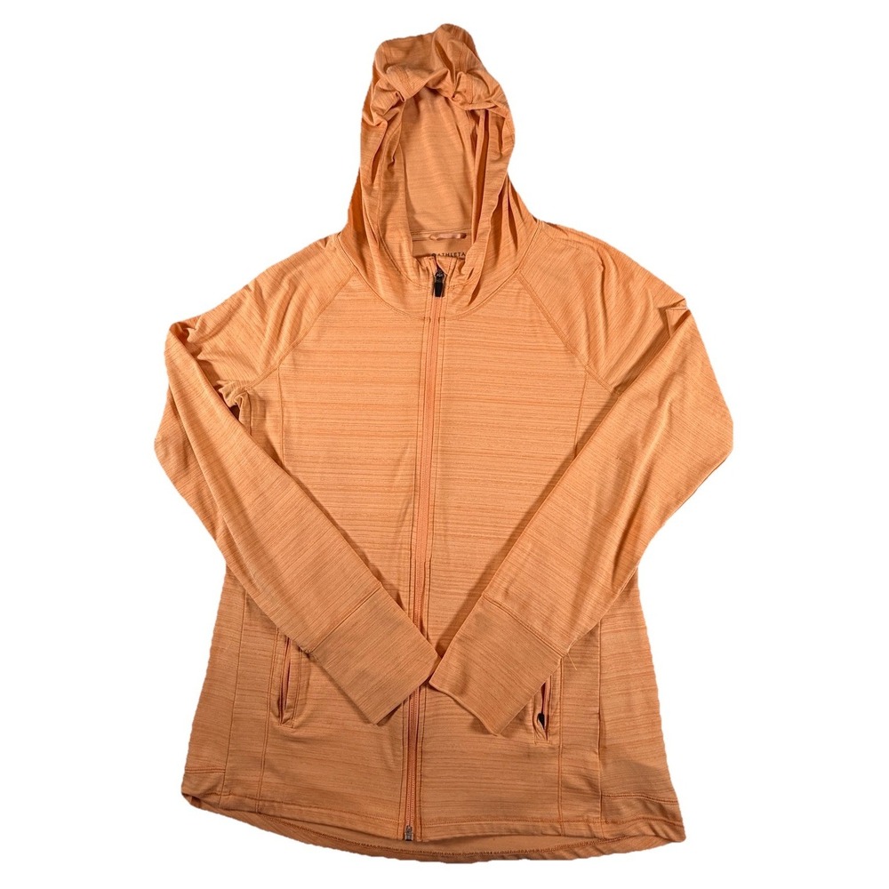 Athleta Jacket Womens Sz S Orange Pacifica Illume UPF Relaxed Long Sleeve Hooded